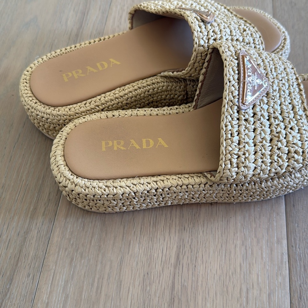 Prada Women's Woven Tan Sandals - Picture 3 of 10